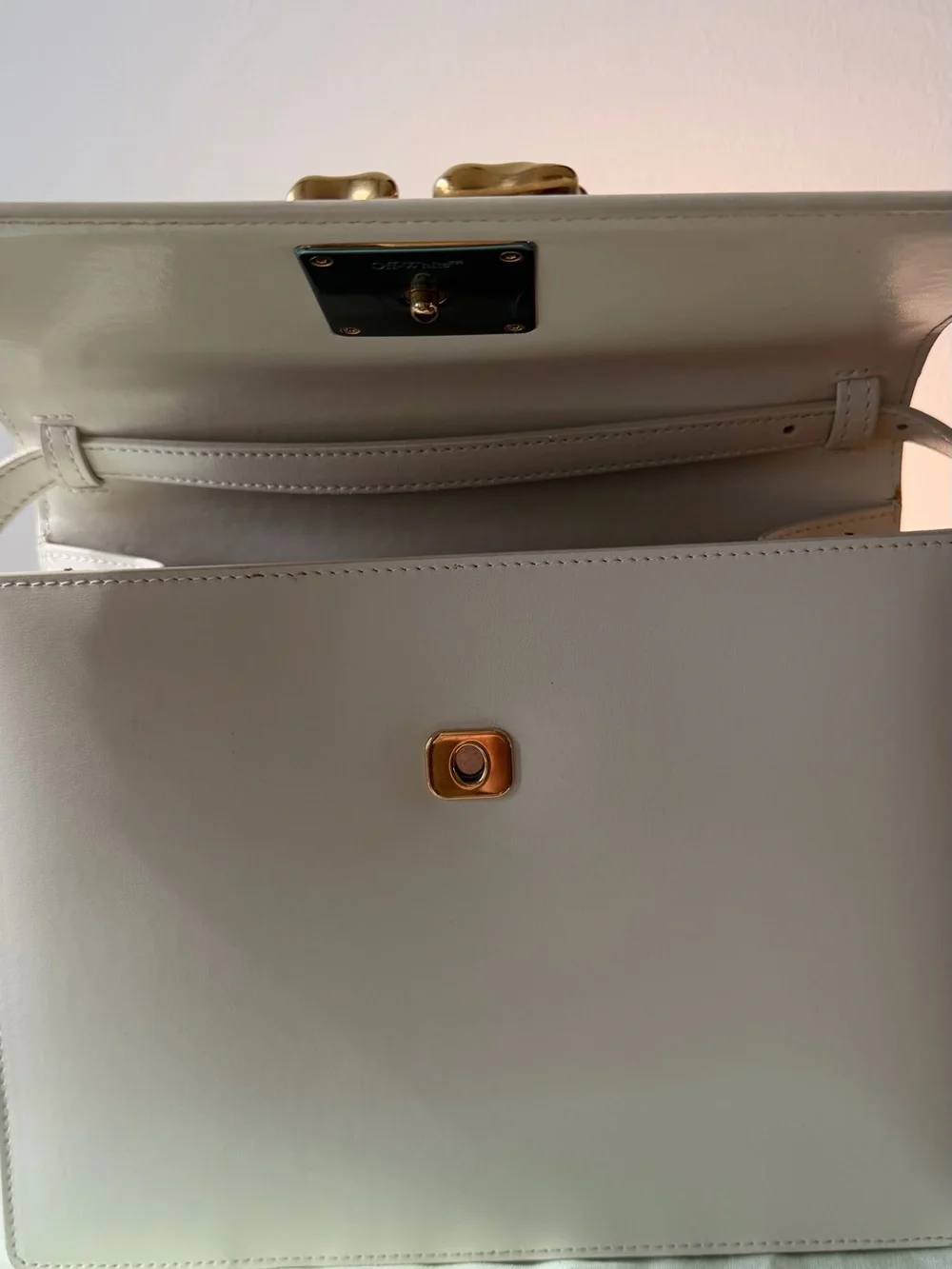 OFF WHITE Jitney 2.8 Top Handle Bag, White/Gold, “Melted”